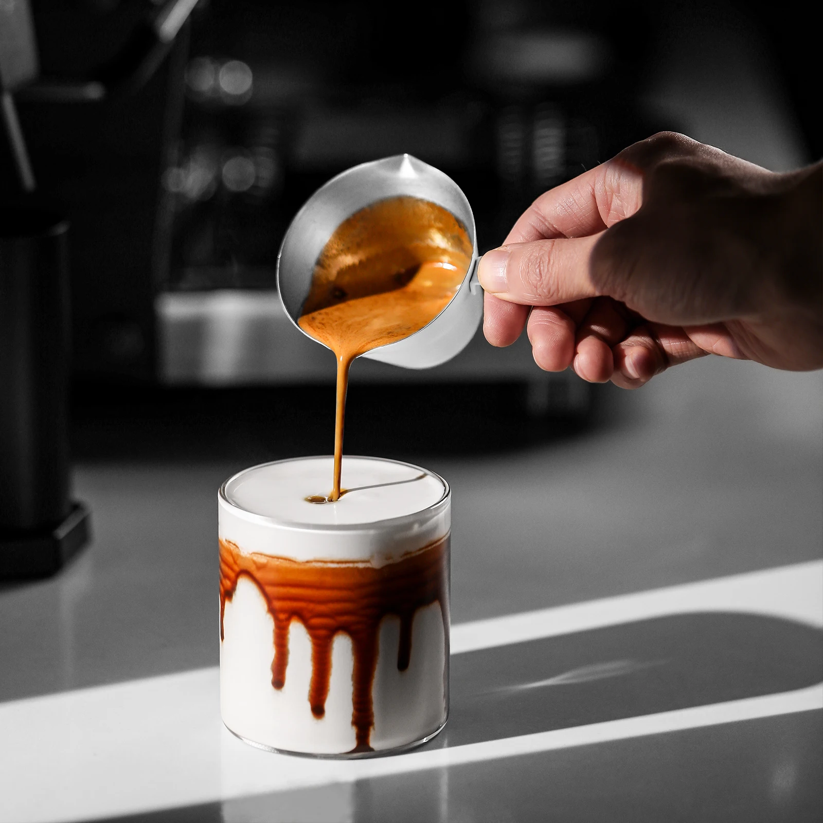 Plastic Measuring Cup Espresso Shot Cup with Handle 2/3 Pack Stainless Steel Pouring Dishwasher Safe Home Barista Tools