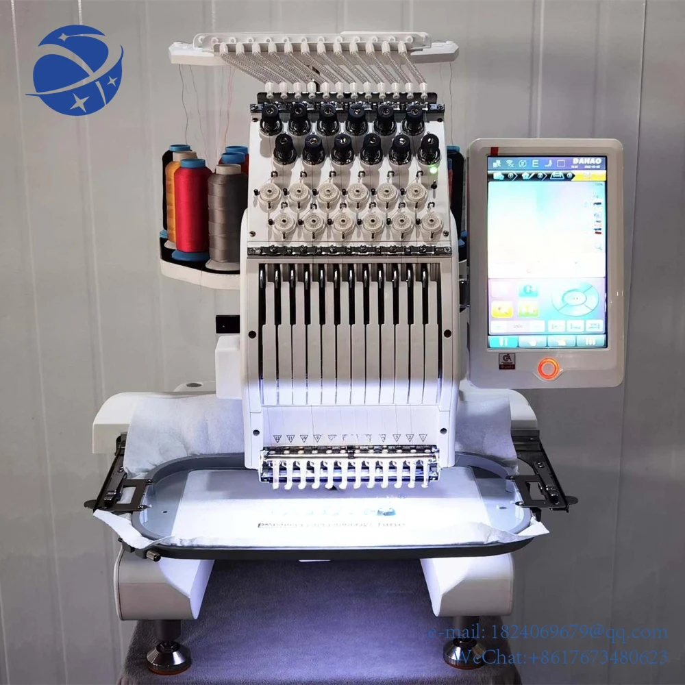 

Yun Yi QS-1201E компьютеризированная вышивальная машина с одной головкой, компьютер Dahao для вышивальной машины с логотипом футболок