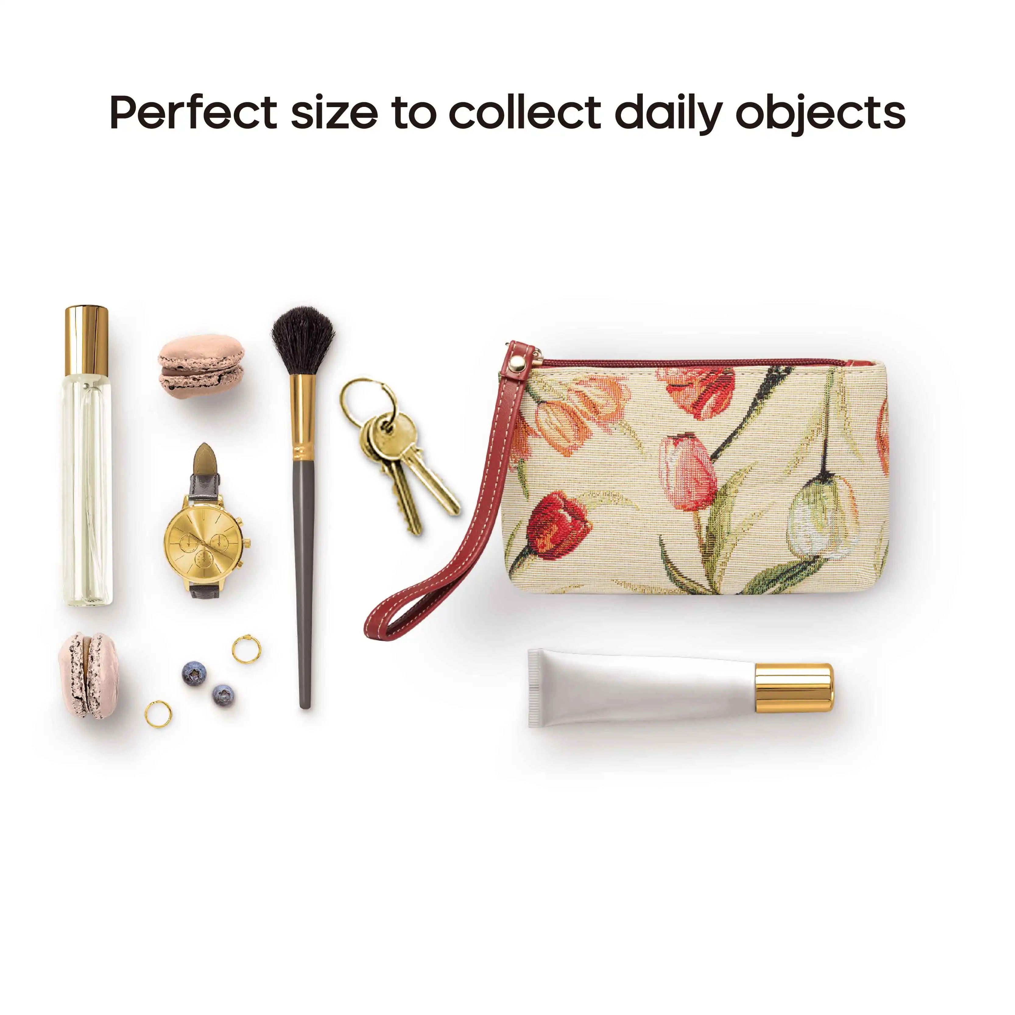 SAJA Coin Purses Wristlets Wrist Bag Women's Wallet Tapestry Bags Pouch Tulip Flower Lipstick Credit Cards Cash Holder For Girl
