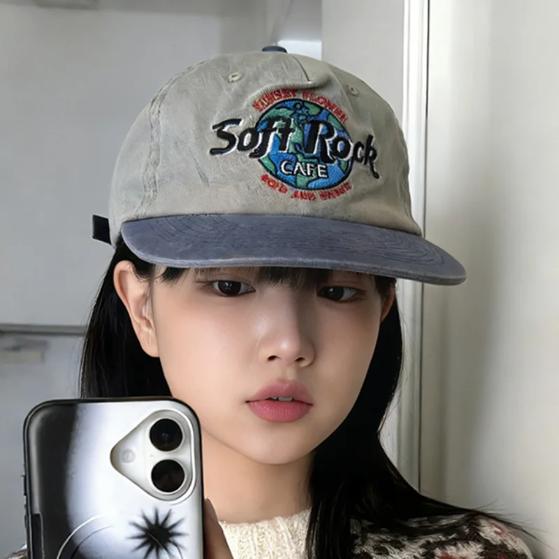 2026 Retro Amerikanische Washed Flat Brim Baseballkappe mit Buchstabenstickerei, Koreanische Version, Sonnenschutz – Detail 6