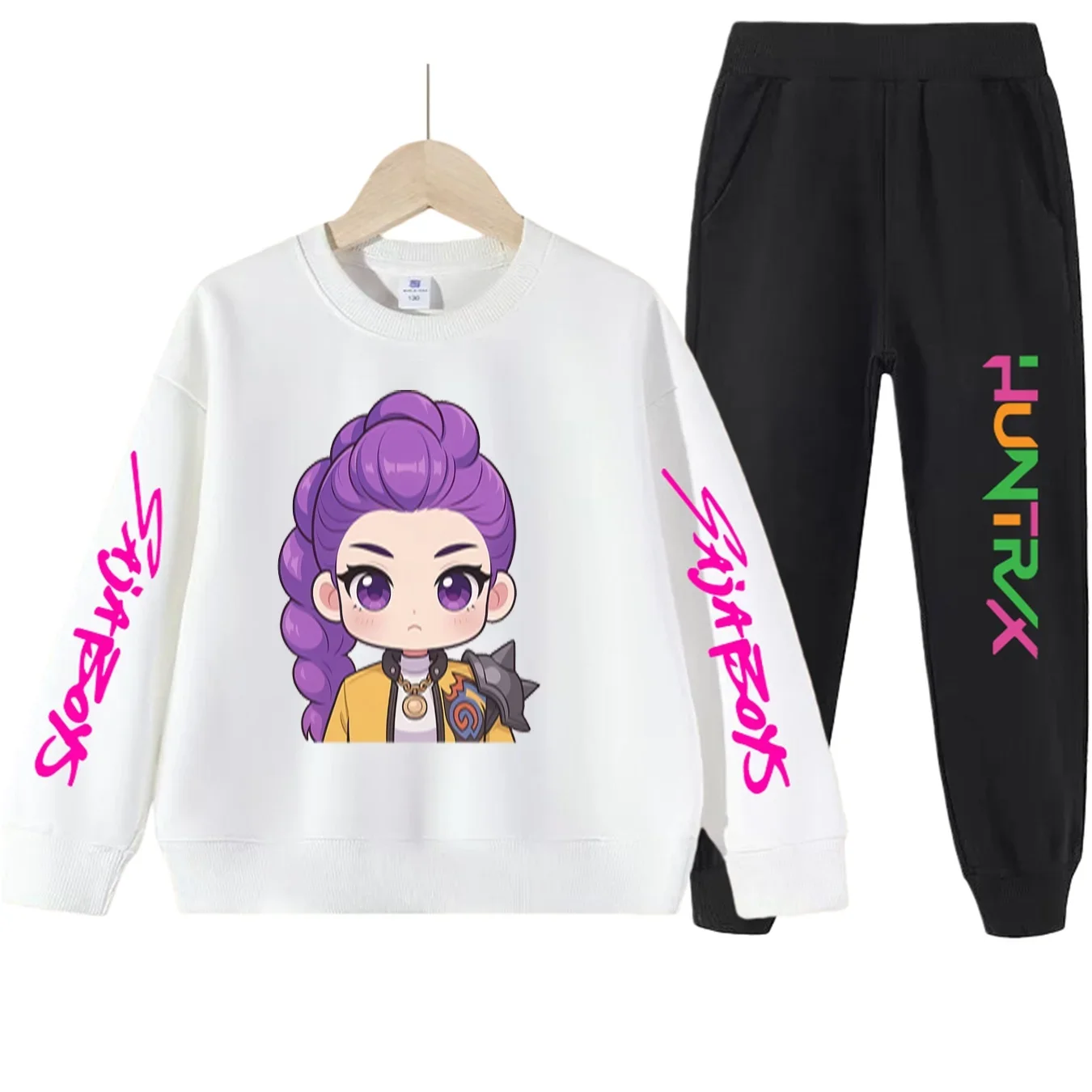 한킹2025 Bold KPop Demon Hunters 2025 Graphic Ensemble à capuche pour enfants pils 옷 / vêtements d'hiver pour garçons