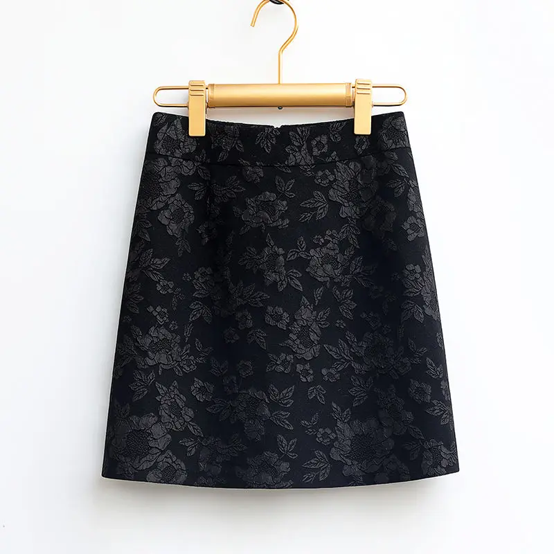 

Мини-юбка женская трапециевидная, жаккардовая элегантная винтажная Элегантная стильная офисная, с простым принтом, в стиле шик, C192, весна