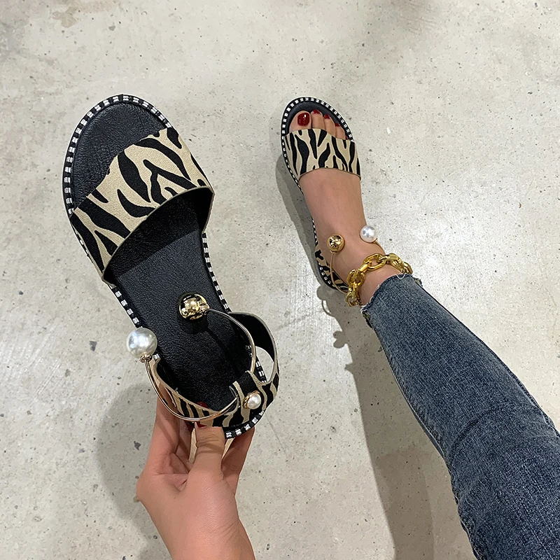 

Новинка, летние женские жемчужные сандалии с бисером, тапочки, женская обувь, шлепанцы, повседневные сандалии на плоской подошве