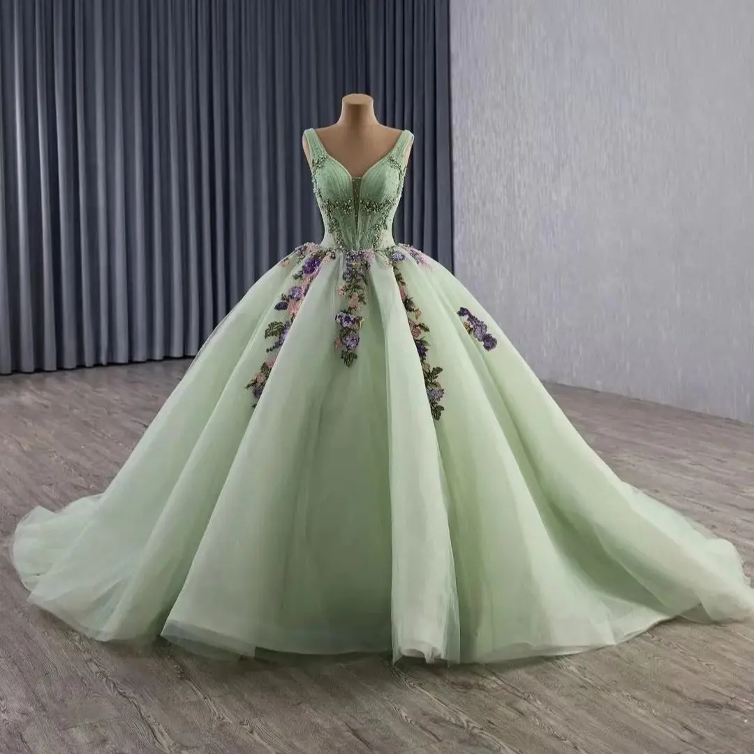 Vestidos de quinceañera Charro verde menta, vestido de baile con