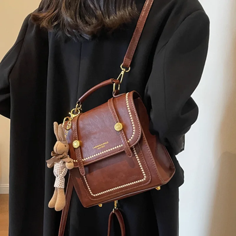 

Модный женский рюкзак в стиле ретро, Маленький милый школьный рюкзак из искусственной кожи для девочек-подростков, дизайнерские сумки через плечо, 2023