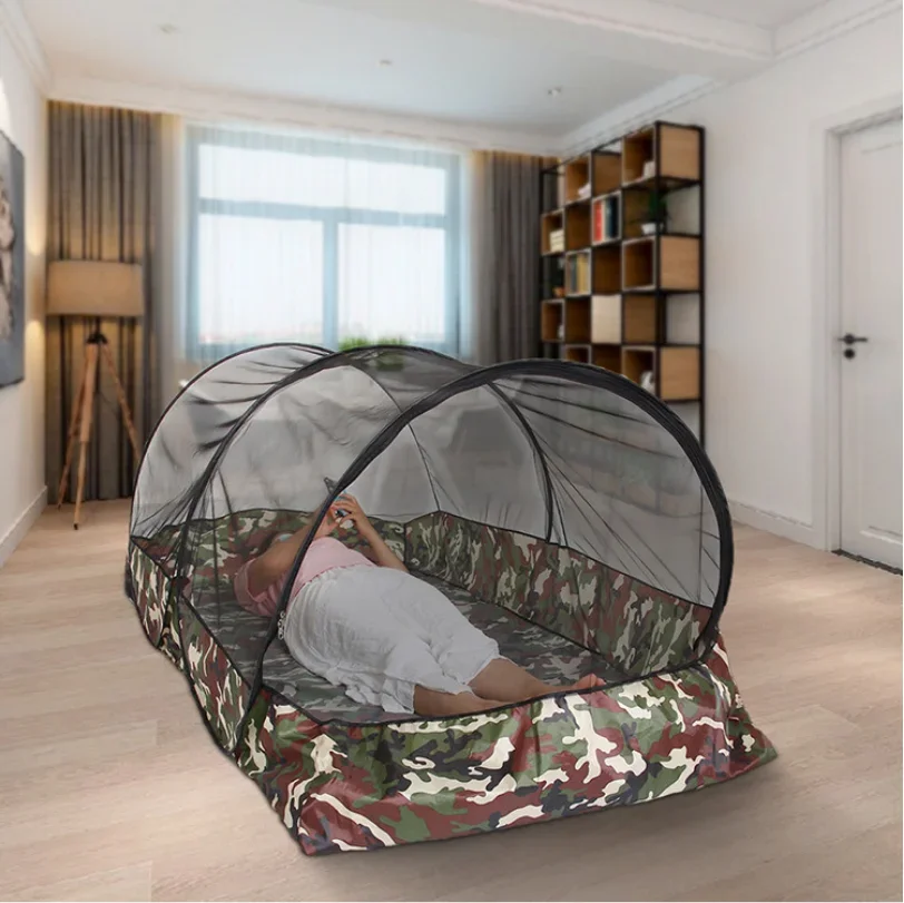 

Single person camouflage bottom camping mosquito net, fully enclosed portable travel encrypted mosquito net