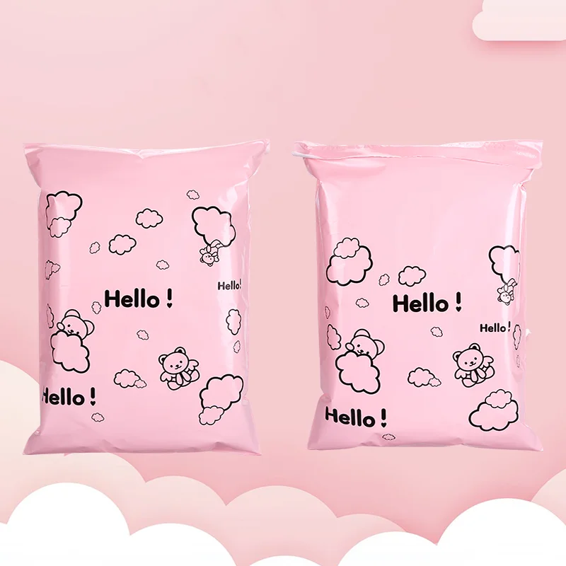 50Pcs/Lots Packaging Bags Pink Waterproof Logistics Clothing Postal Pouch Custom Logo Plastic Shipping Mailing Bag images - 6