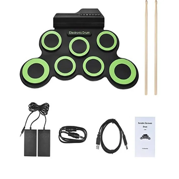 Portable USB Electronic Drum Set Silicone Foldable Jazz Drum Hand Roll Kit Mini Machine for Music Entertainment