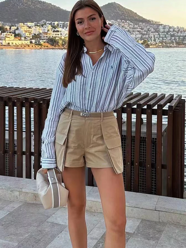 

SLTNX Fashion 2023 Women Cargo Skirt Summer A-Line Pocket Mini Skirts Female Chic Casual Slim Short Skirt Ladies New In Shorts