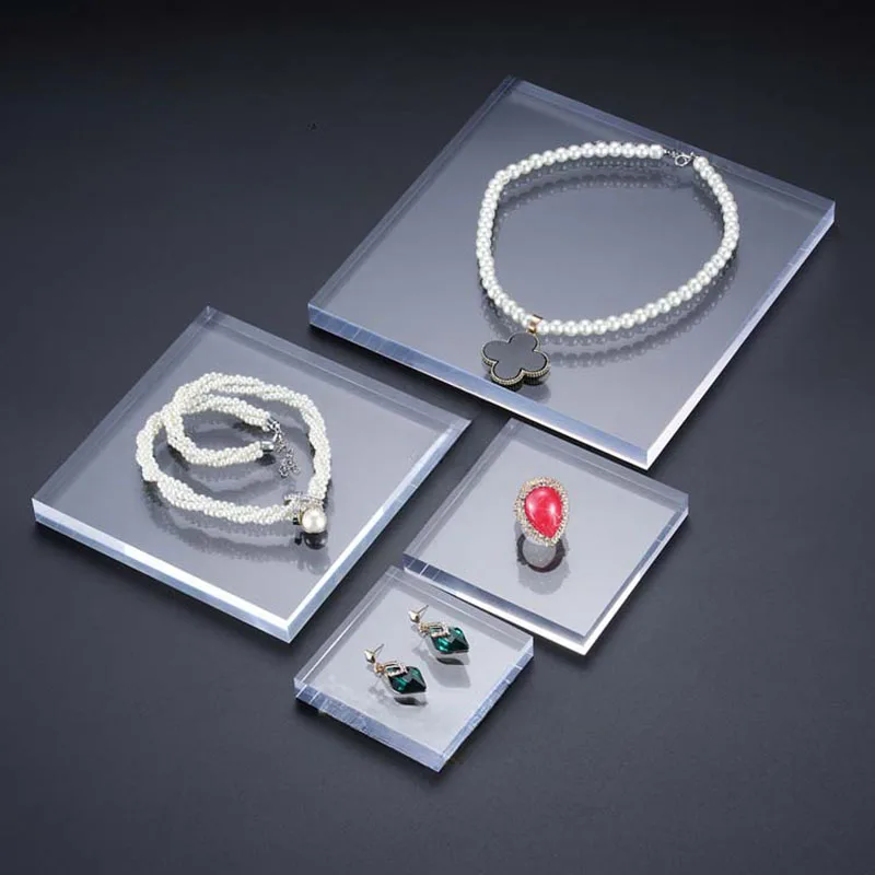 Transparent acrylic block platform jewelry holder organizer display stand for Bracelet Necklace Ring earring cosmetics riser