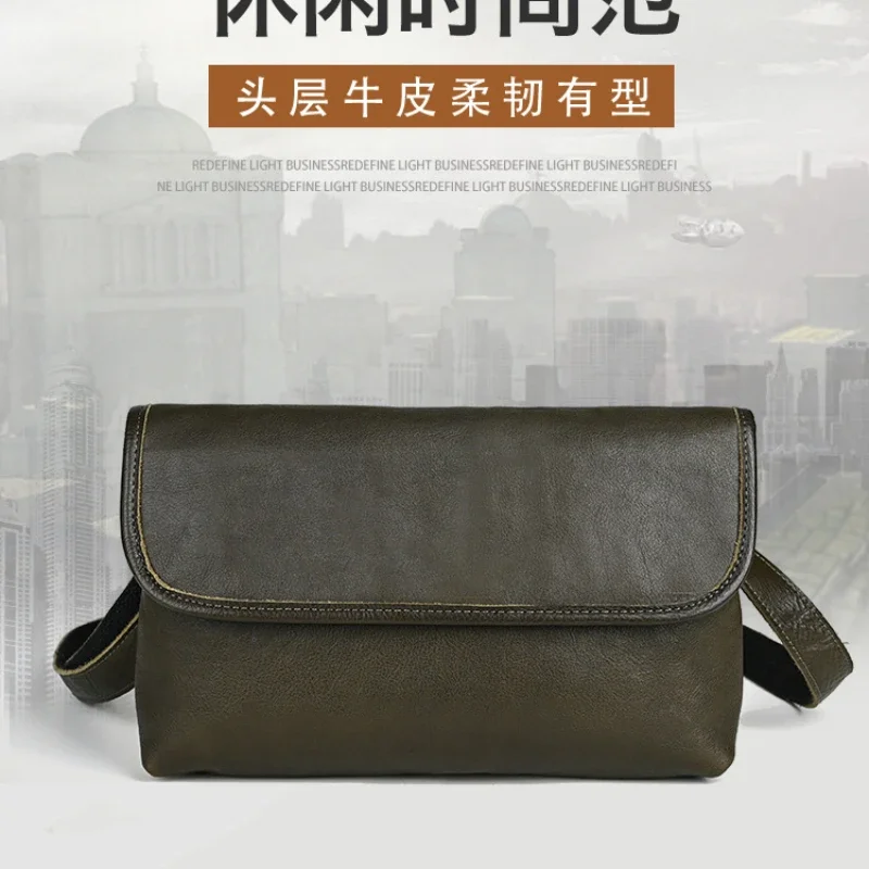 

Men's European and American Retro ShoulderBag Multifunctional Genuine Leather Large Capacity Casual and Fashionable CrossbodyBag