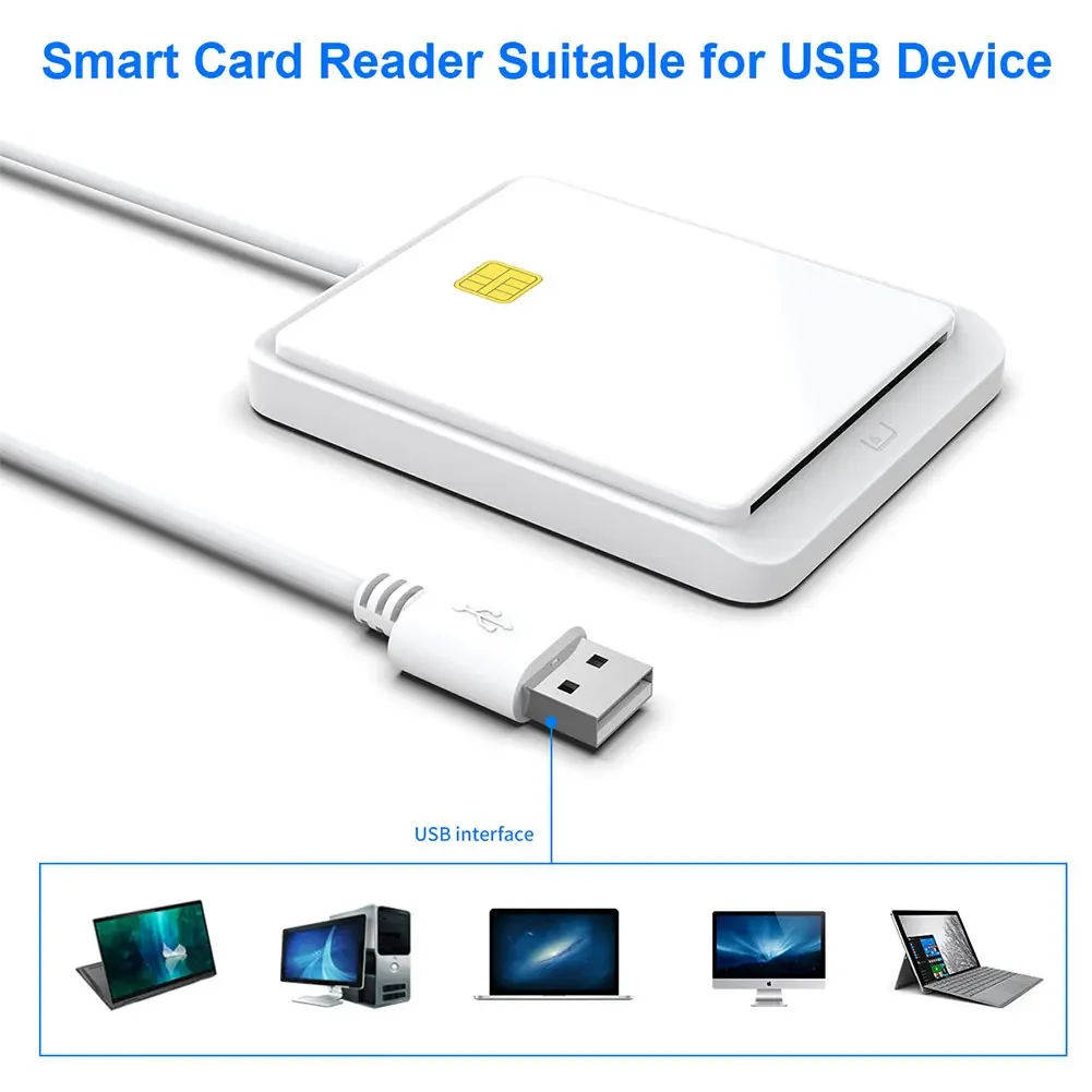 White USB Smart Card Reader for ID Bank SIM Card Cloner