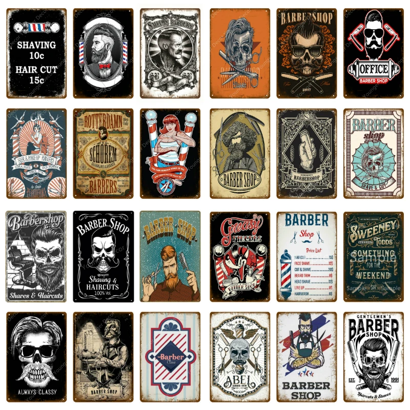 

Vintage Barber Shop Wall Decor Shaving Hair Cut Metal Poster Cafe Bar Pub Retro Plaque Haircut and Shave Beard Metal Signs