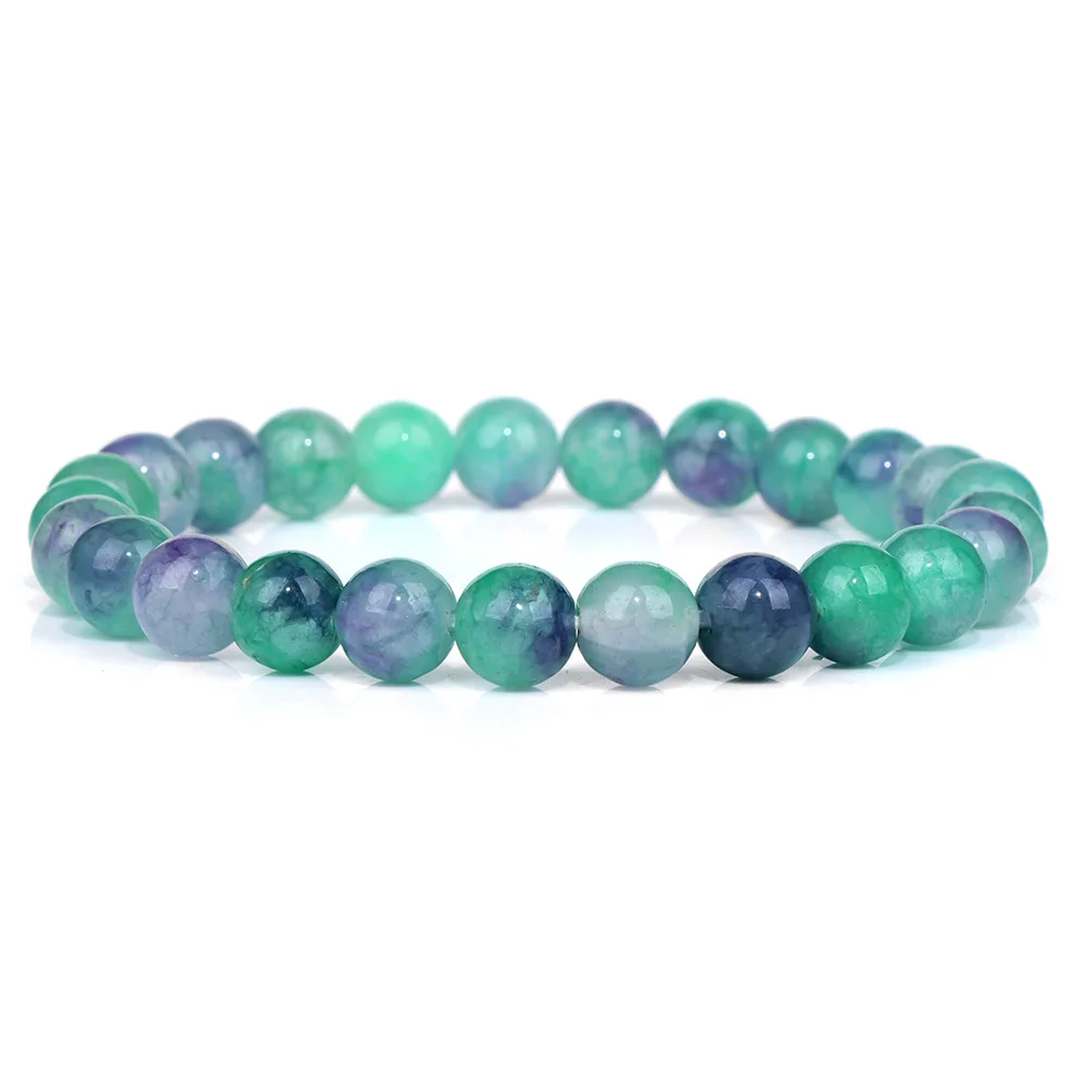 Green Beaded Natural Stone Stretch Bracelet - Healing Jewelry Gift