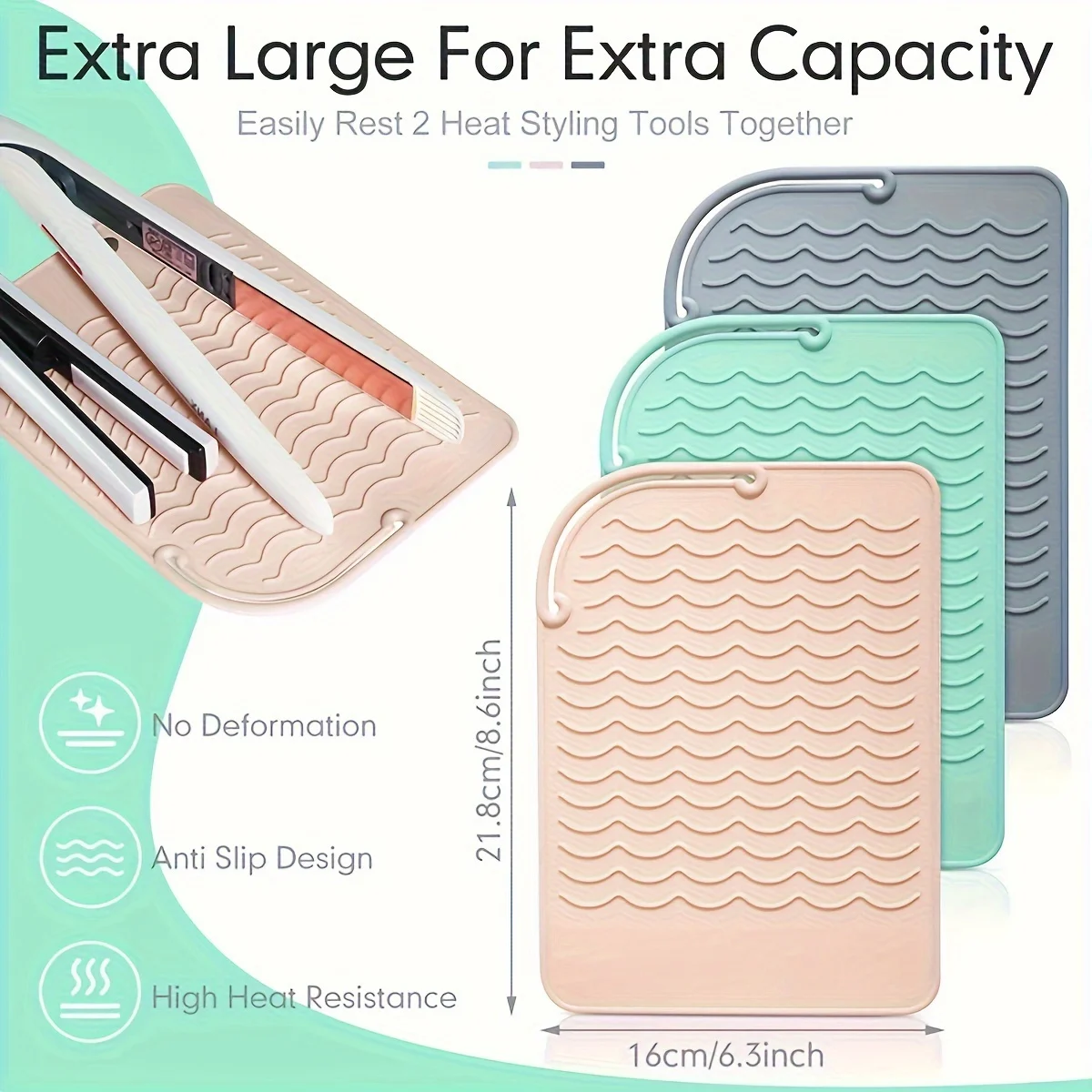 1pc Silicone Heat Resistant Mat For Hair Styling Tools, Pad For Curling lrons And Straighteners, Portable Styling Heat Mat Best Sellers In Hair Extensions & Wigs