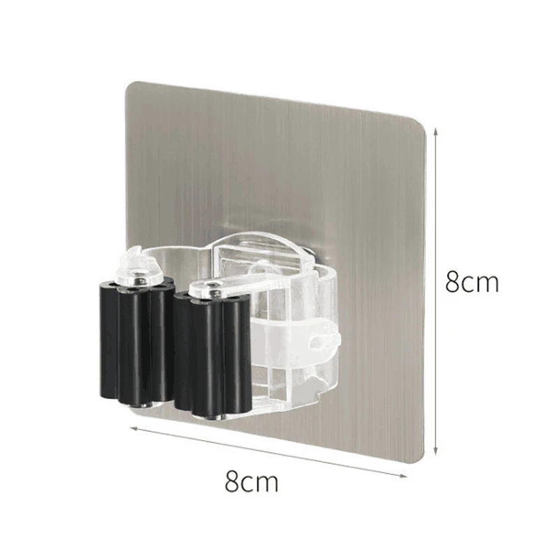 2/4pcs Multi-Purpose Adhesive Hooks Mounted Wall Mop Holder Hook Broom Brush Hanger Kitchen Bathroom Storage Organizer Rack