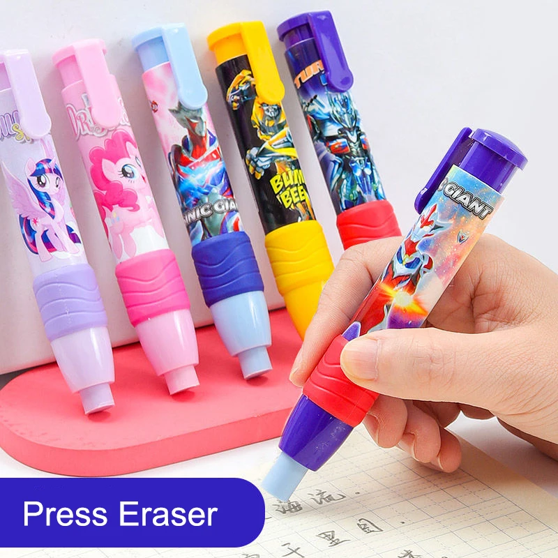 Drukken Cartoon Potlood Gum Pen Type Leuke Vervangbare Rubber Core School Student Rubber Gum Kid Geschenken Office Supply