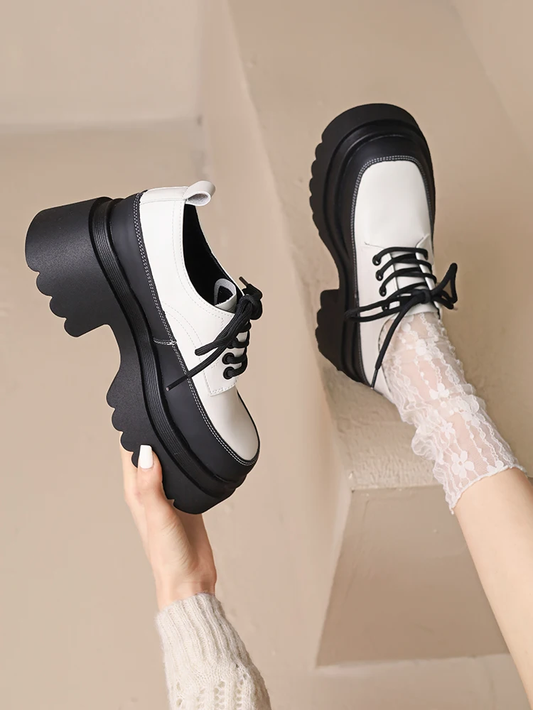 

Shoes Woman 2023 British Style Shallow Mouth Loafers With Fur Modis Round Toe Casual Female Sneakers Oxfords Clogs Platform New