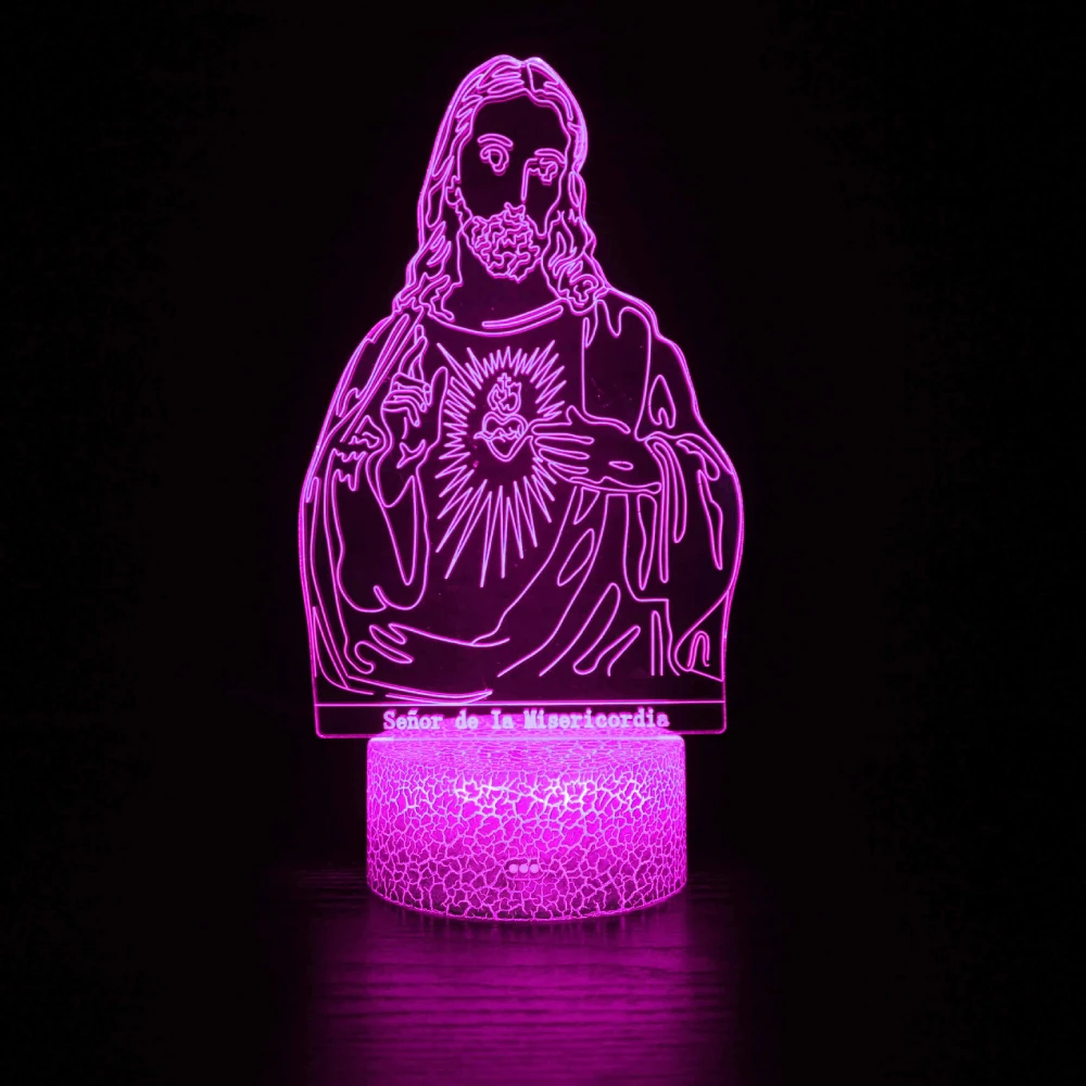 

Nighdn Jesus Preaching 3D Illusion Jesus Night Light Lamp 7 Colors Changing USB Table Desk Lamp Creative Gift Home Decorations