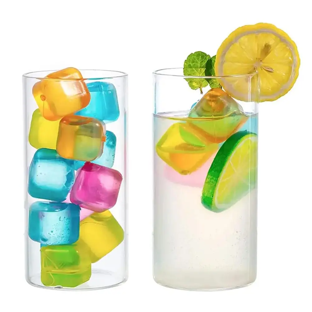 20PCS Reusable Ice Cube Random Color Food Grade Refreezable Reusable Washable Ice Cubes For Picnic Camping