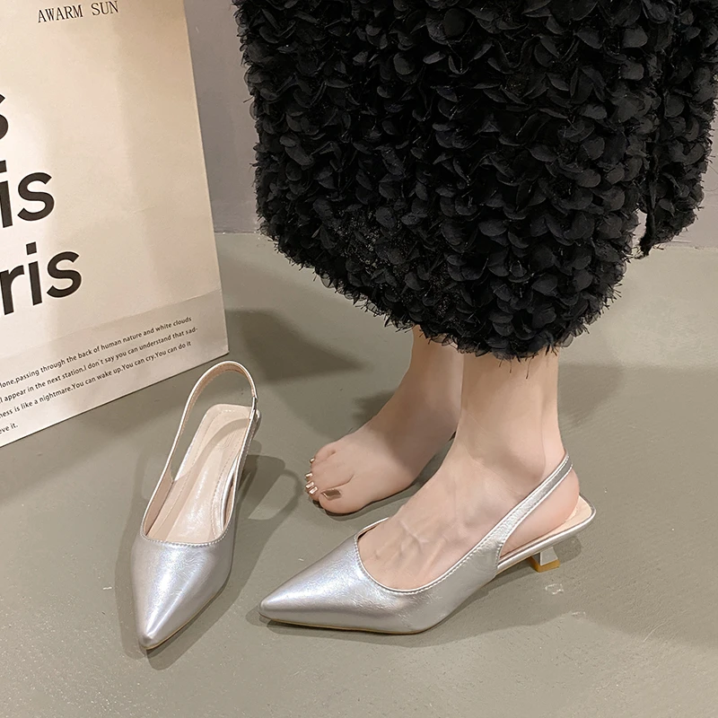 Women Slingback High Heel Luxury Sandals New Woman Fashion Designer Pointed Toe Sexy Pumps for Female Footwear Zapatos Mujer 5