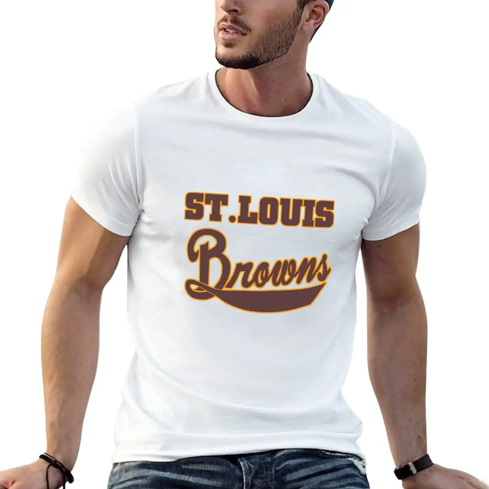 

70s St, Louis Browns Clasic Baseball Throwback T-Shirt summer top boys animal print mens graphic t-shirts funny