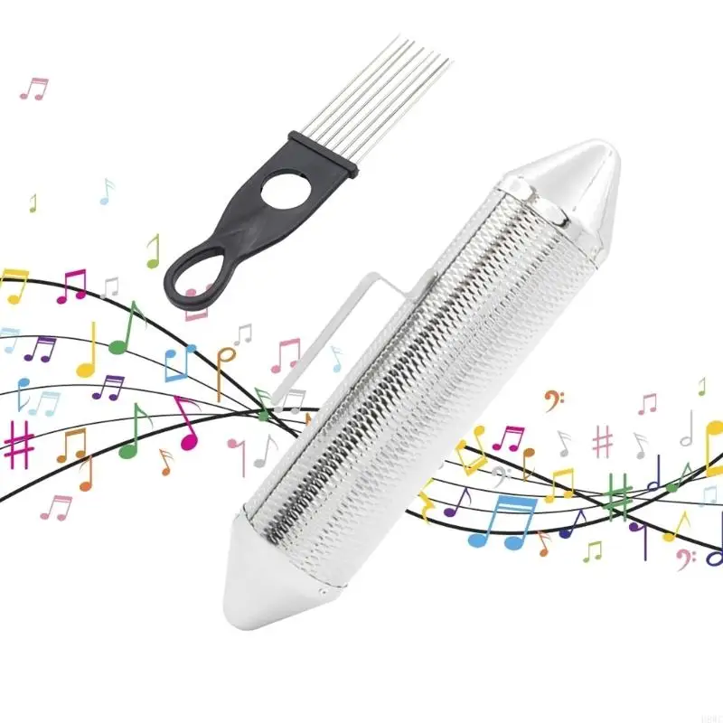 H8WC Metal Guiro Shaker with Scraper Band Accompaniment Sand Hammer Guiro Latin Instruments Musical Training Tool Enduring