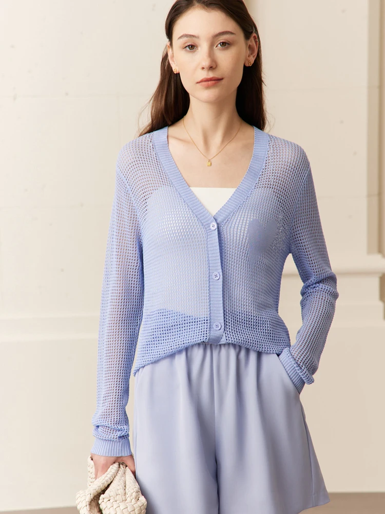 AMII 여성용 미니멀리즘 니트 카디건, V넥 루즈핏, 우아한 다용도 오피스 레이디 카디건, 2023 봄 신상 패션, 12341151
