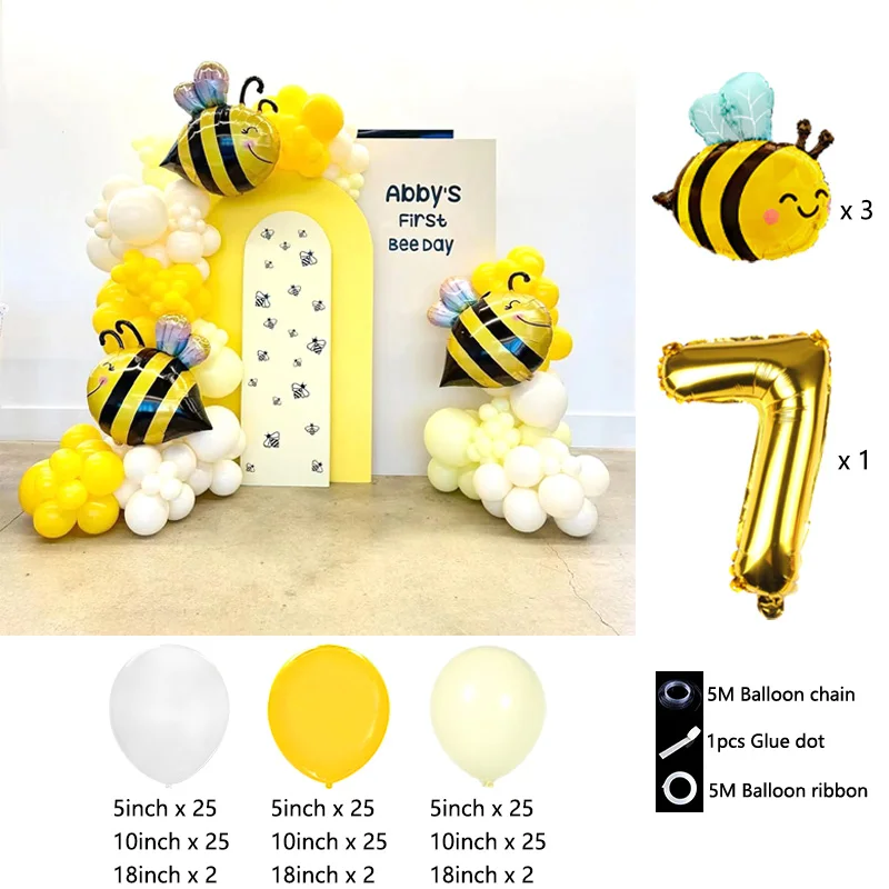 Cartoon Kleine Biene und Freunde Folienballons Bogen-Girlanden-Set Latexballons Zahlenballons Geburtstag Babyparty Geschenke – Detail 27