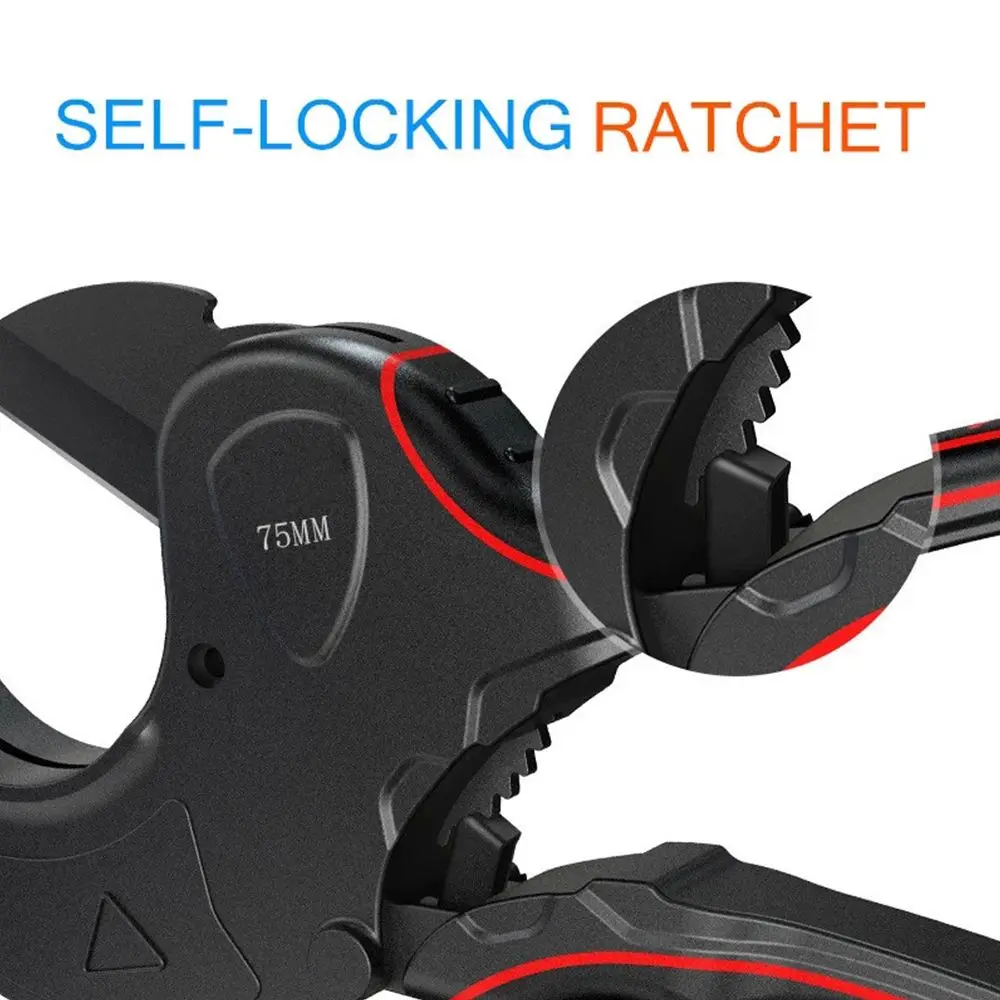 Pipe Cutter 32mm-75mm Aluminum Alloy Body Ratchet Scissors Tube Cutter PVC/PU/PP/PE Hose Cutting Hand Tools 3