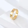 Bague tendance en acier inoxydable couleur or/argent/or rose pour femmes et hommes, bagues en cristal CZ pour couple, bijoux de luxe, bagues de mariage, cadeau
