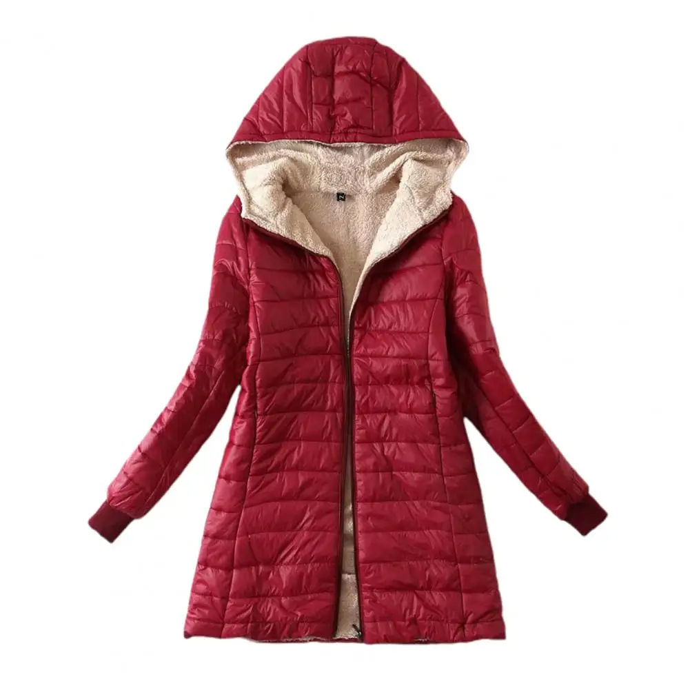 

Soft Hooded Coat Thermal Winter Jacket Solid Color Women Fashion Hooded Coat Winter Clothing Windproof
