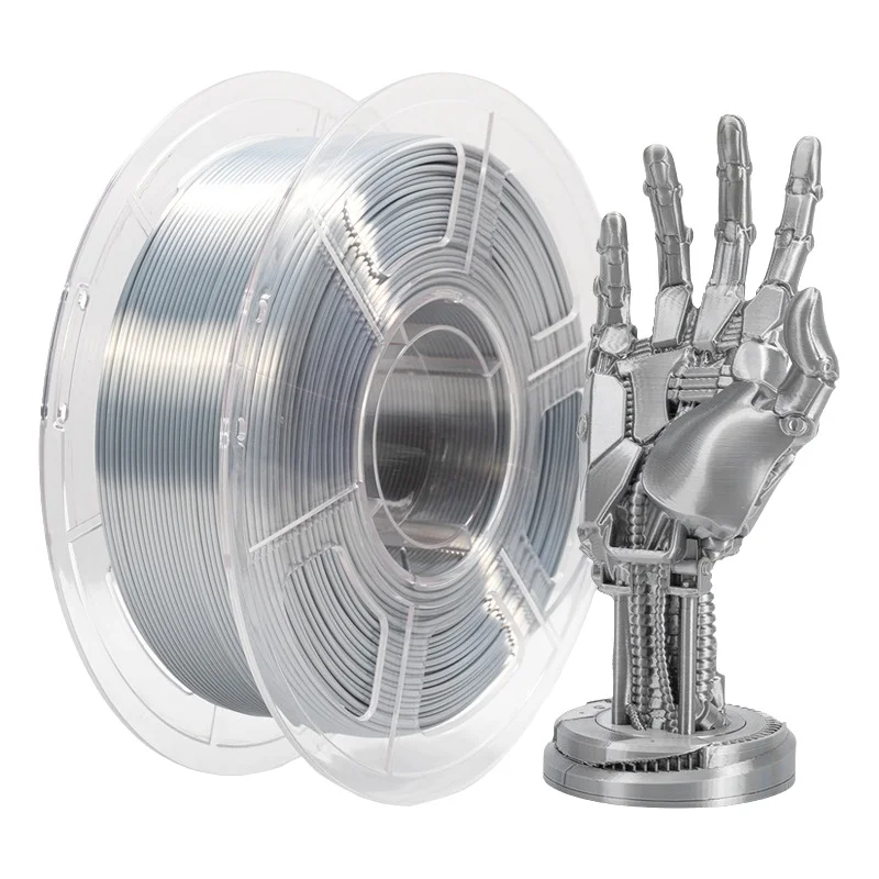 3D 프린팅 재료 PLA 실크 실버 메탈 실버 색상 1KG 대나무 3D 프린터용 메탈 실버 고속 인쇄 가능 맞춤 제작 가능