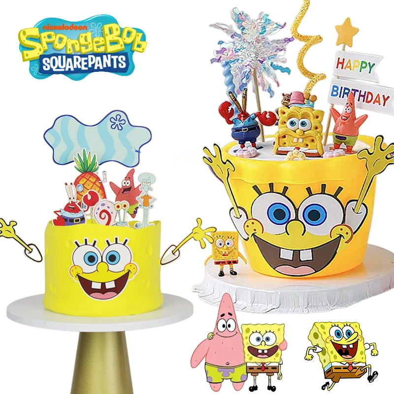 914PCSSpongeBobHappyBirthdayCakeTopperCakeToppersSupplies