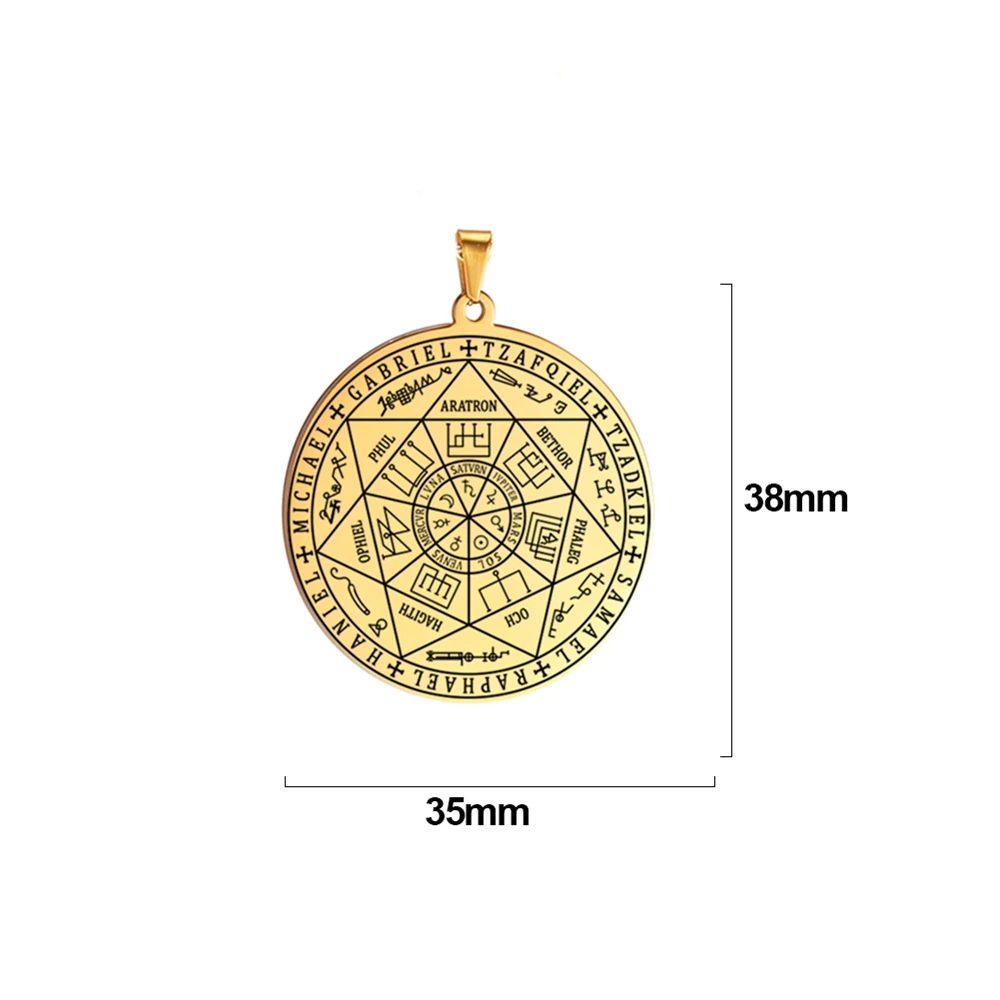 Stainless Steel Seven Archangels Sigil Charms - Vintage Amulet Jewelry Accessories for DIY Necklaces and Keychains