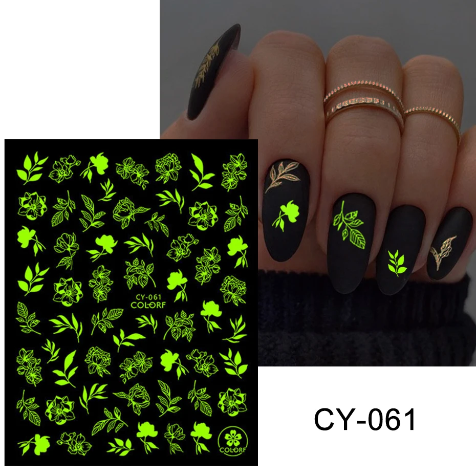 Nail Stickers And Decals Luminous Fire Butterfly Leaf Nail Art Decoration