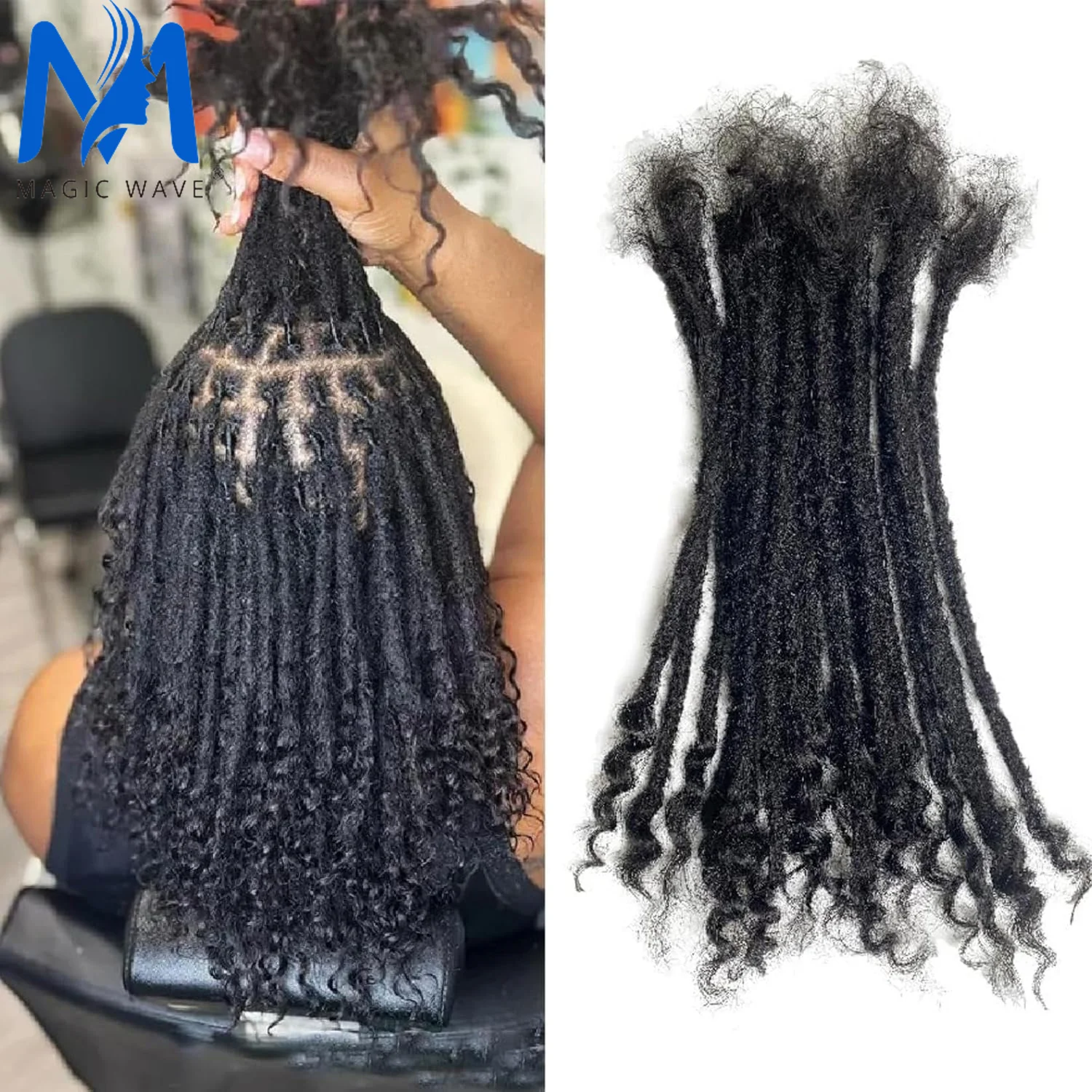 8-14inch Locs Dreadlock Extension Human Hair with Curly Ends 100% Permanent Huamn Hair Loc Extension Can Be Dyed Bleached 2