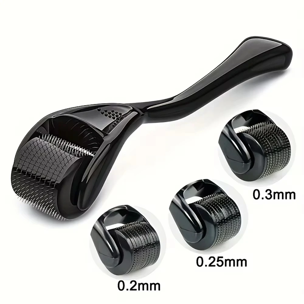 540 Pin Microneedling Pen Face Roller Derma Stamp Massager Adjustable Titanium Needle Length Skincare Beard Growth Scalp Roller