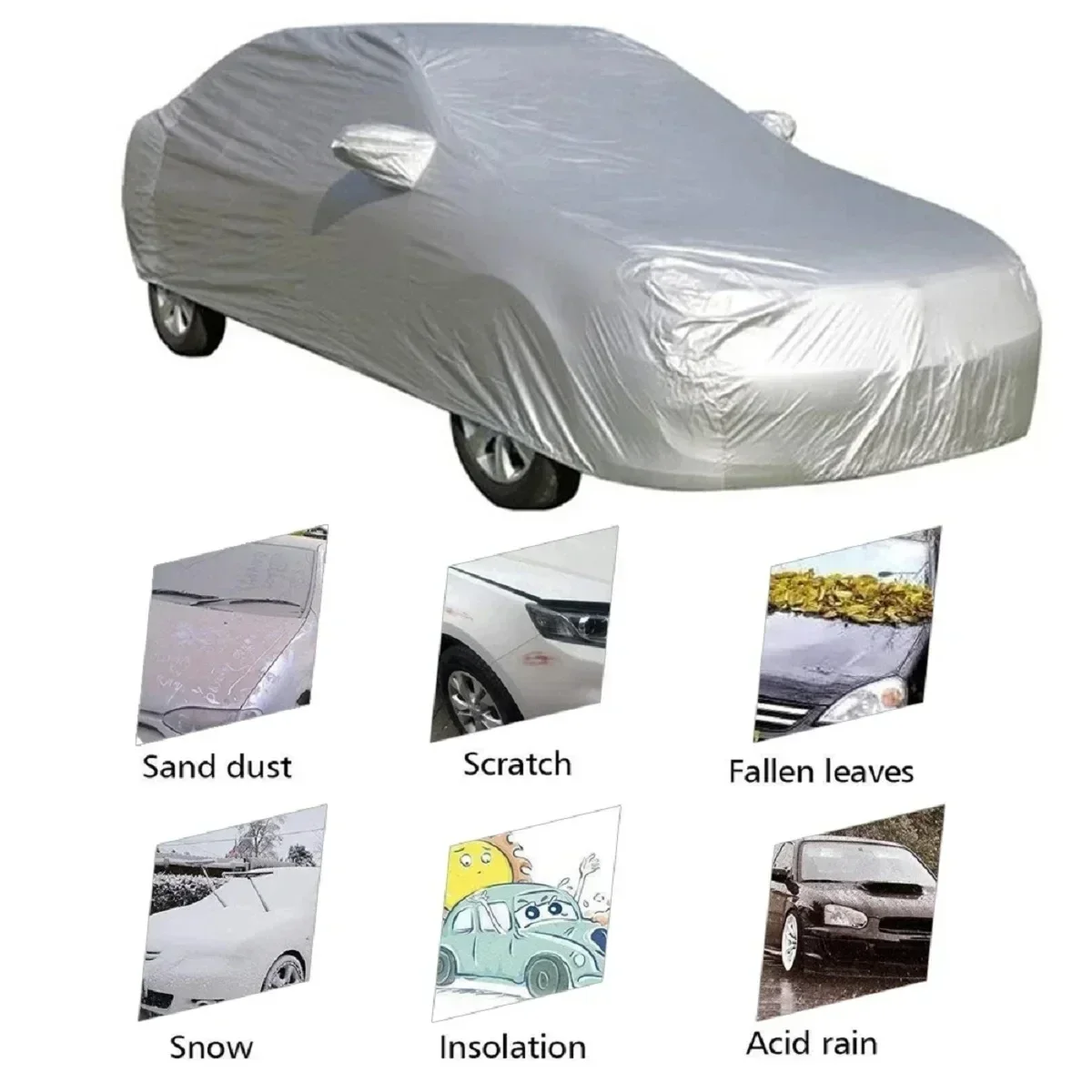 Car Cover Waterproof Outdoor Universal UV Protection Snow Cover Dustproof for Sedan Scratch-Resistant Sedan Suit SUV Car Tools