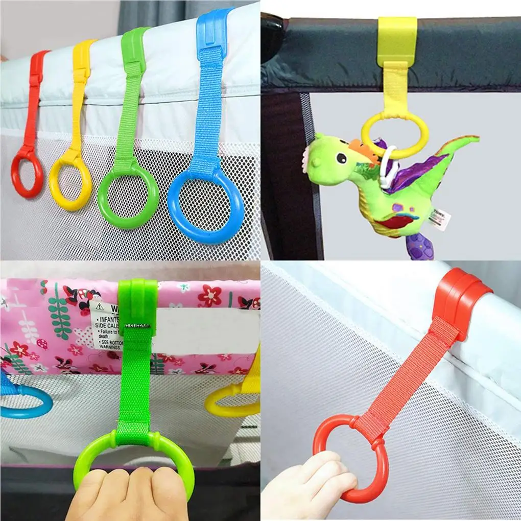 4 Pieces Baby Pull Rings Cribs Balance Training Ring Toddler Stand Walking Aiding Tool Hanging Handles Pendant Home baby pull rings
