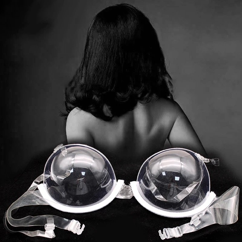Sexy Transparent Clear Push Up Bra for Women Ultra-thin Invisible Bras Soft TPU Plastic Shoulder Straps See Through Underwear