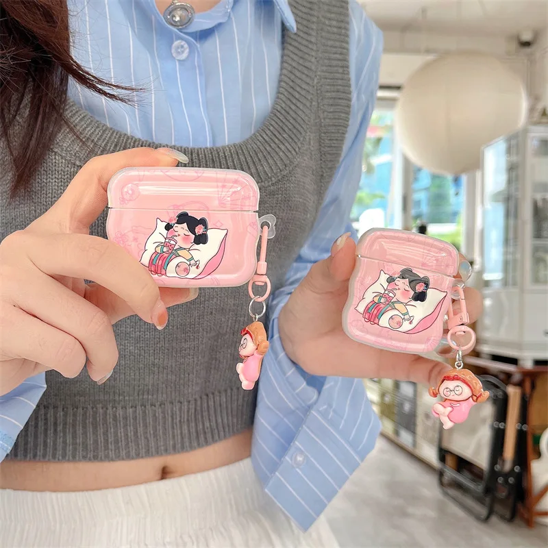 

Funny Chinese Ancient Beauty Bluetooth Headset Cover For Airpods 1 2 3 Pro Pro2 Headphone Cover Wireless Earphone Box