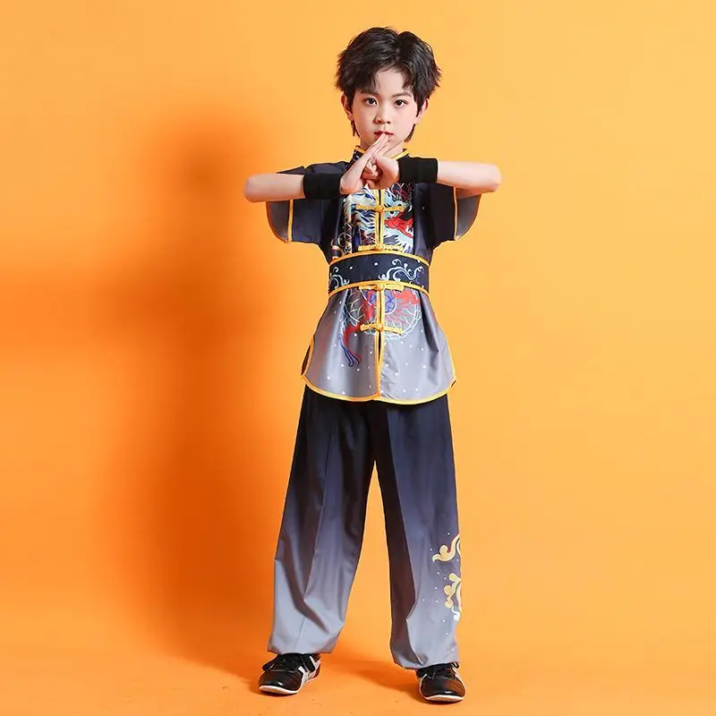new chinese children's day martial arts performance set chinese kids outfit tai chi costume unisex wushu training clothes