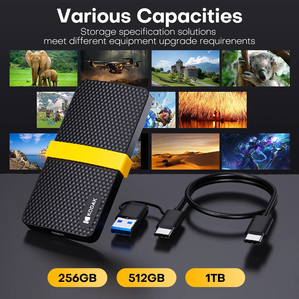 外付けハードディスク・ドライブ KODAK Portable SSD X200 1TB Amazon | KODAK 1TB X200 外付けポータブルソリッドステート