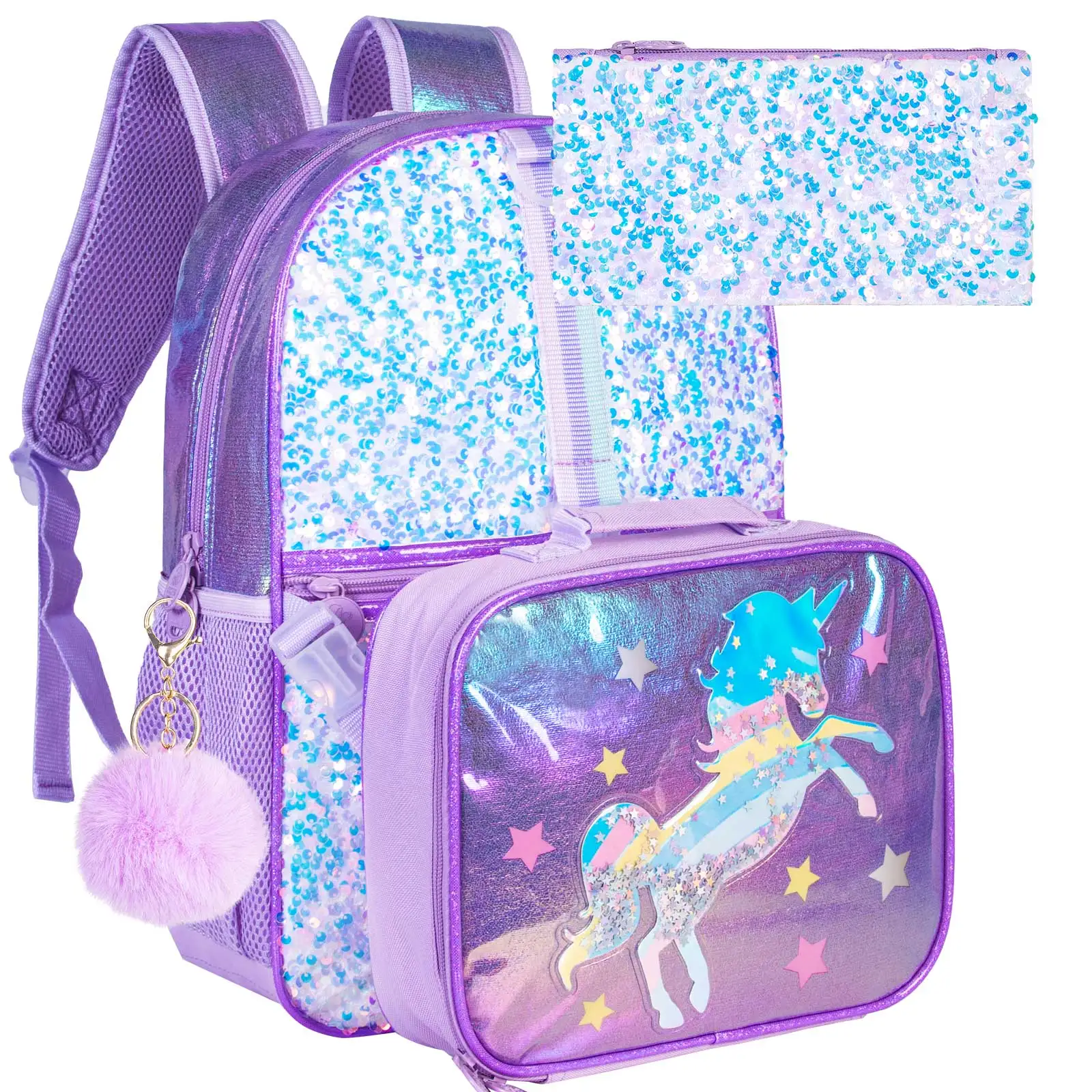 3PCS Unicorn Backpack for Girls, 16
