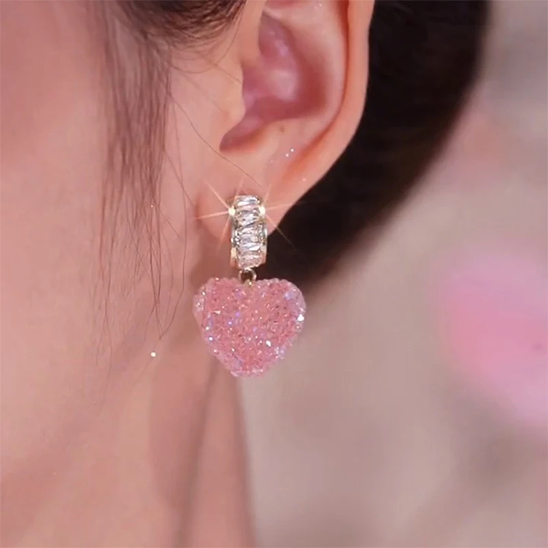 Pink Fudge Love Sweet And Fresh Super Fairy Cute Earrings For Women Korean Fashion Earring Daily Birthday Party Jewelry Gifts - Image 2