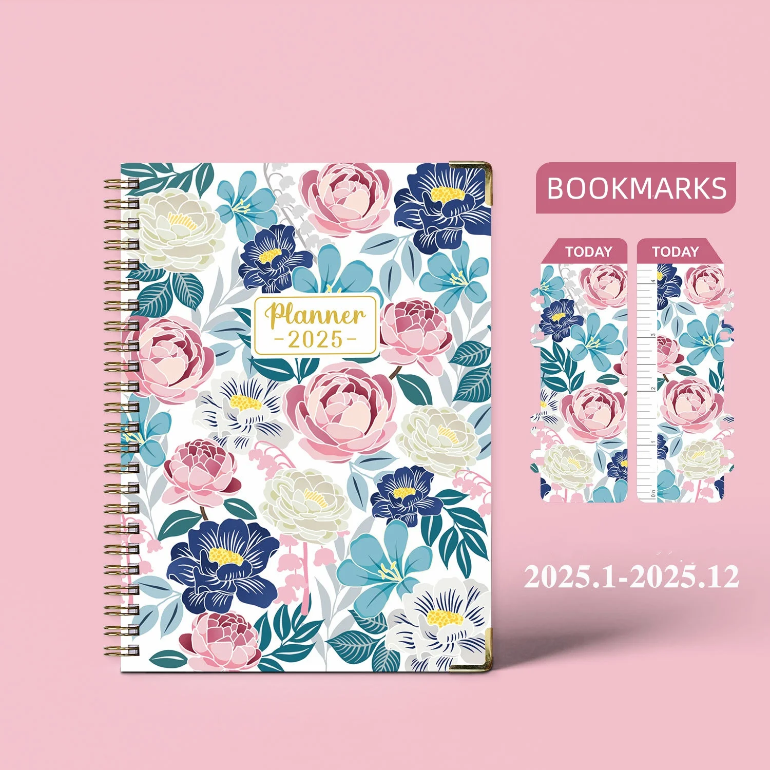 Bview Art 2025 Weekly Coil Notebook Planner - A5 Size, English Edition