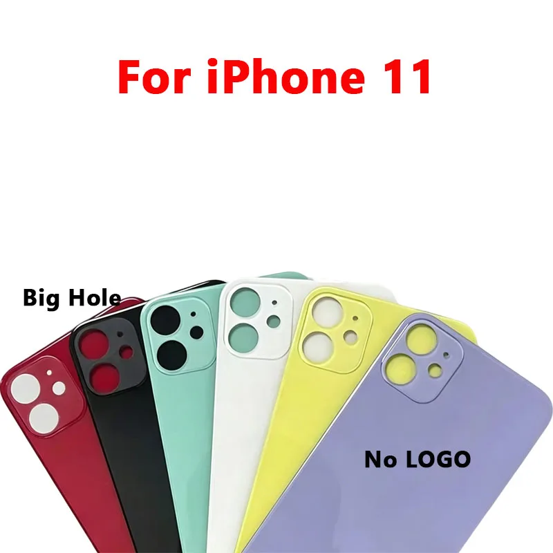 새로운 빅홀 백 하우징 배터리 커버 후면 도어 글래스 아이폰 11 11 프로 11 프로 맥스 배터리 커버 후면 글래스 로고 없음