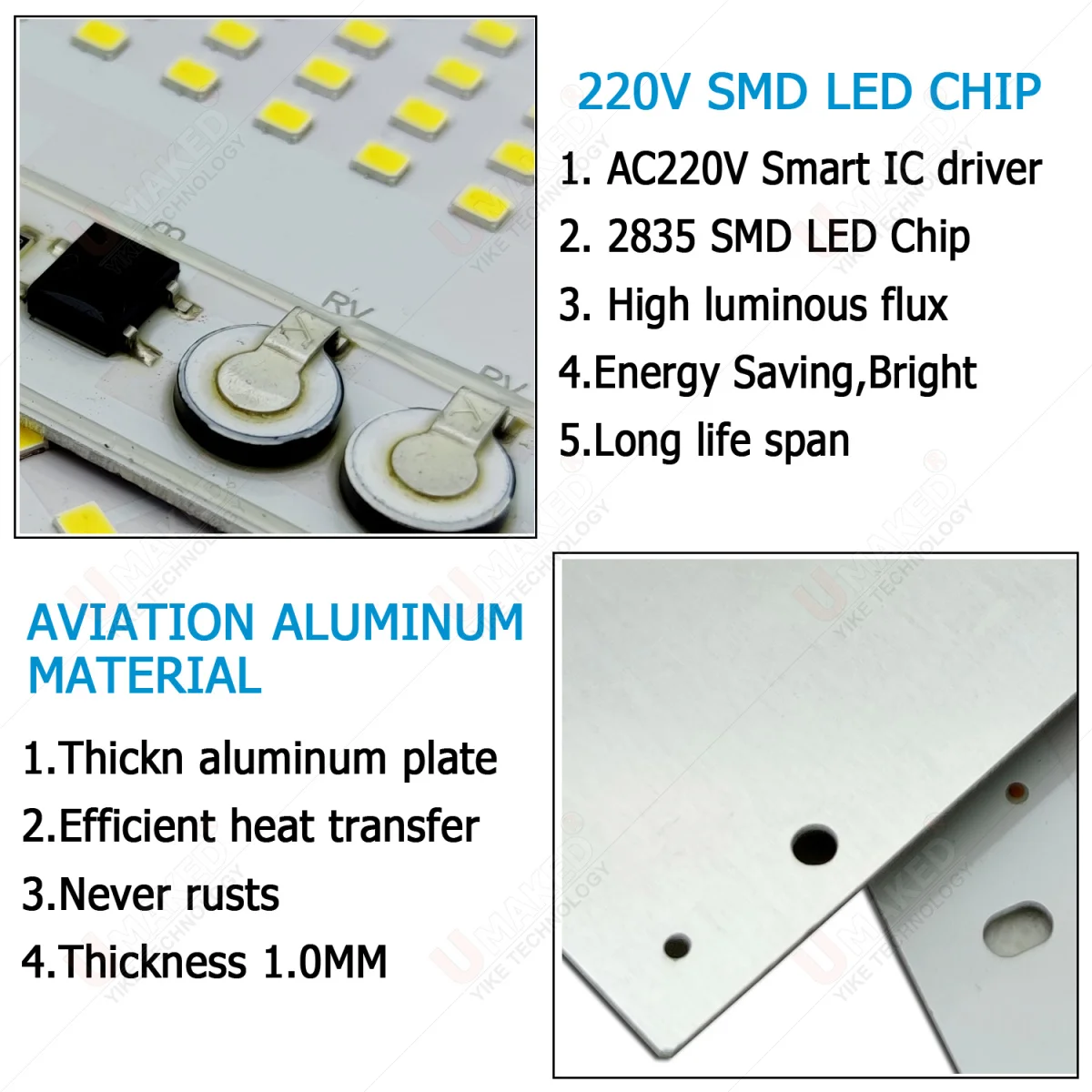 5개 50W 100W 150W AC 220V PCB smd 통합 IC 드라이버, 밝은 LED smd 비드 드라이버리스 pcb diy 야외 투광등 잔디등용