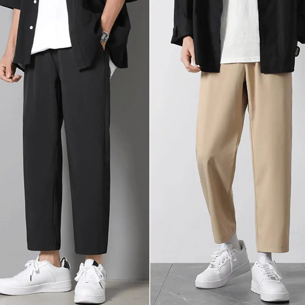 

Popular Casual Pants Shrink Resistant Loose Pants Pockets Versatile Casual Straight Wide Leg Summer Long Trousers